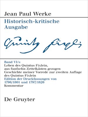cover image of Leben des Quintus Fixlein, aus funfzehn Zettelkästen gezogen
